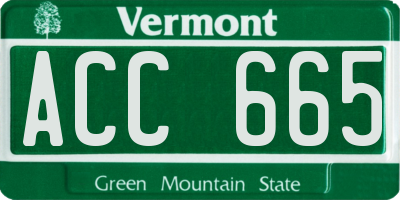 VT license plate ACC665