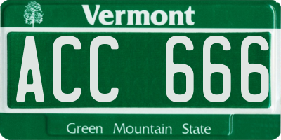 VT license plate ACC666