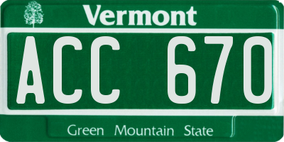 VT license plate ACC670