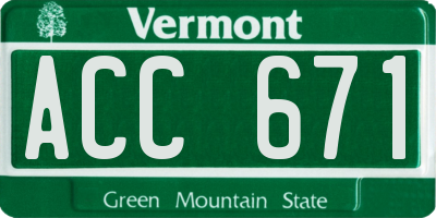 VT license plate ACC671