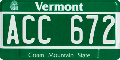 VT license plate ACC672