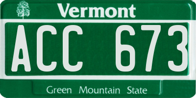 VT license plate ACC673