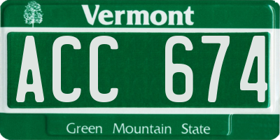 VT license plate ACC674