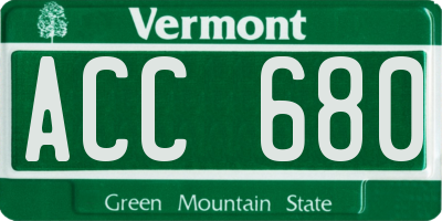 VT license plate ACC680