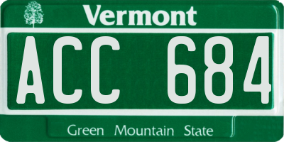 VT license plate ACC684