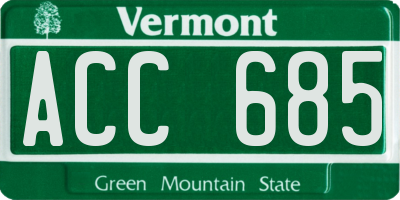 VT license plate ACC685