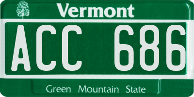 VT license plate ACC686