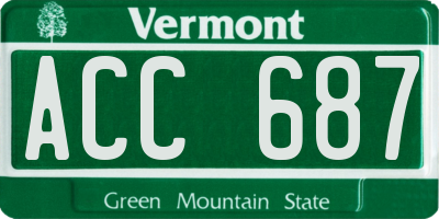 VT license plate ACC687