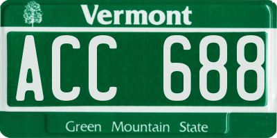 VT license plate ACC688