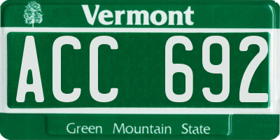 VT license plate ACC692