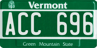 VT license plate ACC696