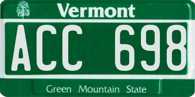 VT license plate ACC698