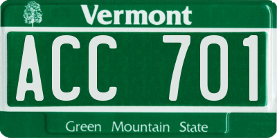 VT license plate ACC701