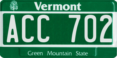 VT license plate ACC702