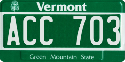 VT license plate ACC703