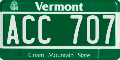 VT license plate ACC707