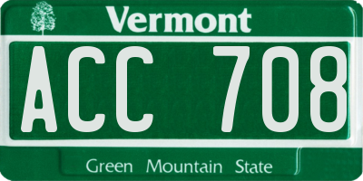 VT license plate ACC708