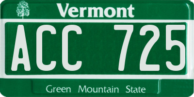 VT license plate ACC725