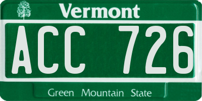 VT license plate ACC726