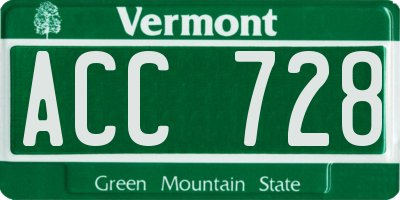 VT license plate ACC728