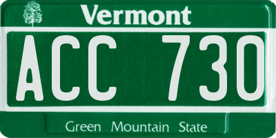 VT license plate ACC730