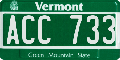 VT license plate ACC733