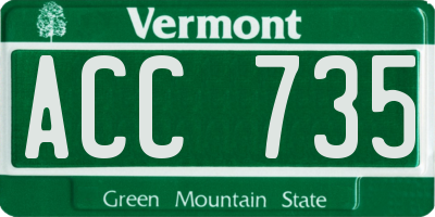 VT license plate ACC735