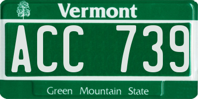 VT license plate ACC739