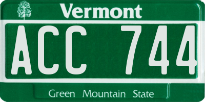 VT license plate ACC744