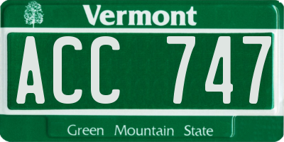 VT license plate ACC747