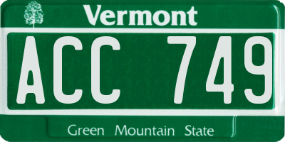 VT license plate ACC749