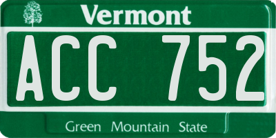 VT license plate ACC752