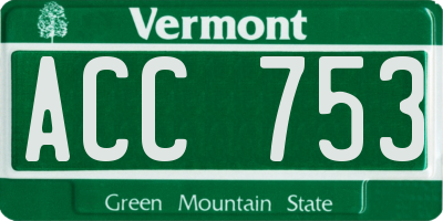 VT license plate ACC753