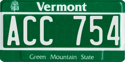 VT license plate ACC754