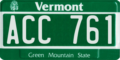 VT license plate ACC761