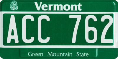 VT license plate ACC762