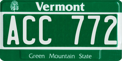 VT license plate ACC772