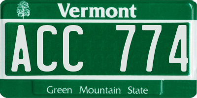 VT license plate ACC774