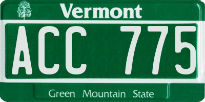 VT license plate ACC775