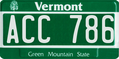 VT license plate ACC786