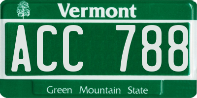 VT license plate ACC788