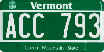 VT license plate ACC793