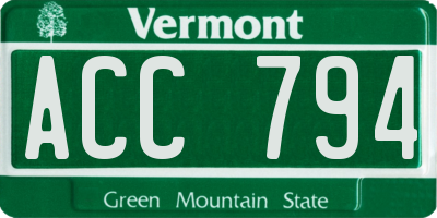 VT license plate ACC794