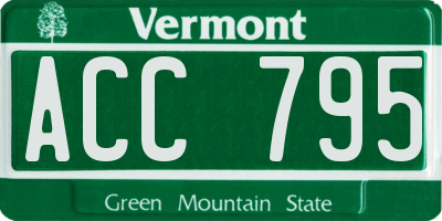 VT license plate ACC795