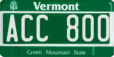 VT license plate ACC800