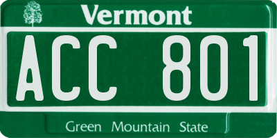 VT license plate ACC801