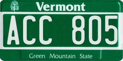 VT license plate ACC805