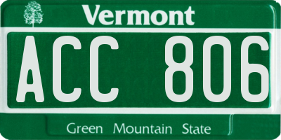 VT license plate ACC806