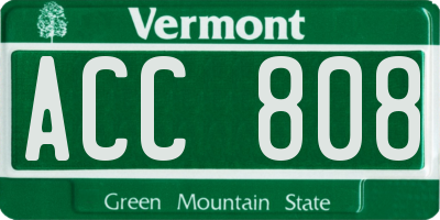 VT license plate ACC808