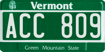 VT license plate ACC809